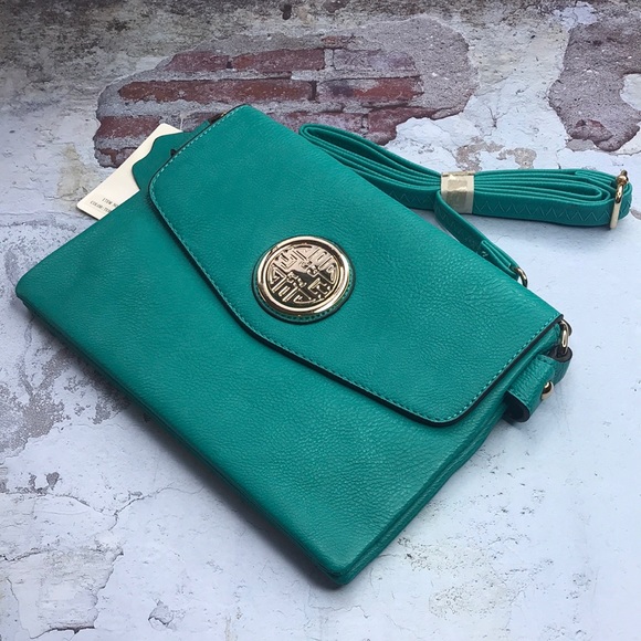 🆕Teal Green Color Crossbody or Shoulder Purse Flap magnetic snap closure - Picture 11 of 11